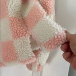 Pink Lily Pink and White Cowl Neck Sherpa Pull Over with Cozy Fuzzy Texture Photo 2