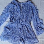ZARA  Blue White Floral Ruffle Long Sleeve Short Romper Size S Photo 5
