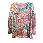 Oddi Top Womens 1XL Multicolor Tie Dye Boho Print Stretch Balloon Sleeves Blouse Photo 5