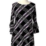 Ronni Nicole  Ruffle Sleeve Shift Dress Purple Plum Plaid Women's Size XL Photo 0