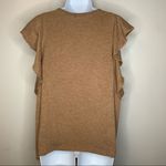 ZARA  Tan Long Sleeve Ruffle Cold Shoulder Sweater Size Small Photo 4