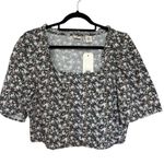 Levi's NWT Levi’s Square Neck Puff Sleeve Floral Crop Blouse - Size XL Photo 2