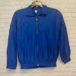 Vintage Studded Embellished royal blue Silk jacket size Large CoAco, full zip Photo 7