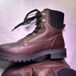 Cougar Brown Leather Combat Boots Size 8 Photo 4