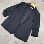 Chico's Chico’s Women’s Ruched Sleeve Blazer Open Front Lined Office in Black 2/US 12 Photo 2