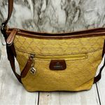 Etienne Aigner  Yellow Brown Linen Crossbody Shoulder Bag Y2K Fall Harvest Gold Photo 0