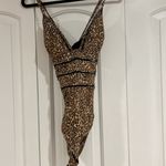 Bar III  Women's Bonita Cheetah X-Back One-Piece Swimsuit Black/Brown Size‎ large Photo 2