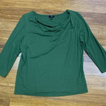 Talbots Top Womens Large Petite Green Cowl Neck 3/4 Sleeve Casual Comfy Blouse Photo 0