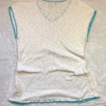 Fresh Produce Swim Cover Women's M/L Sheer White Turquoise Trim Cotton, Linen Photo 3