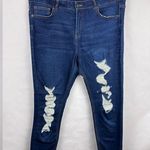 Wild Fable  High Rise Skinny Jeans Blue Distressed Raw Hem Stretch Denim 16 Photo 0