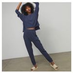 Lunya Restore Thermal Draped Jogger Medium Blue Waffle Knit Lounge Pants Comfort Photo 2