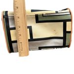 Double Fish 90s Leather Geometric Beige Green Silver Drawstring Shoulder Bag Photo 4