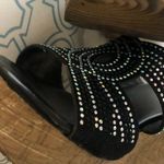 Black and Silver Rhinestone Wedge Sandals size 6.5 Photo 6