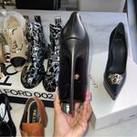 Versace Black Medusa Head Calfskin Leather Stiletto Platform Pump Photo 6