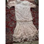 Laurence Kazar Vtg Lawrence Kazar Lace Maxi Dress Pink Beaded Sequin Cocktail Evening Large NYE Photo 6