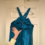 Badgley Mischka Teal Halter Top Cocktail Dress with Bow Back Size 10 EUC Wedding Guest Photo 5
