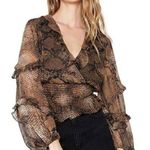 Bardot Snakeprint Smocked Top Size 6 Photo 0