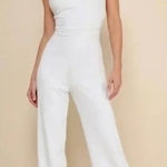 Lulus Love Aglow White Pearl Beaded Sleeveless Straight Leg Jumpsuit Size XL Photo 0