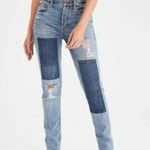 American Eagle Woman's Sz 6 Vintage Hi- Rise Slim Patchwork Button Fly Jeans Photo 1