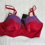 Forever 21  Size Small Red Underwire Bra with Purple Lace with Adjustable… Photo 0