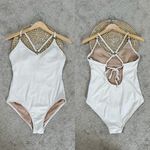 Kona Sol  Women’s Wide Ribbed Ring Medium Coverage One Piece Swimsuit in Cream M Photo 2