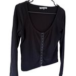 Reformation  Black Ribbed Long Sleeve Photo 2