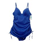Spanx NWT Love Your Assets Ruched Underwire Tummy Control Blue One Piece Medium Photo 2
