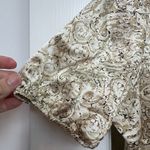 Josie Natori 100% Silk Cream & Gold Puff Sleeve Scalloped Neck Blouse Size XS Photo 6