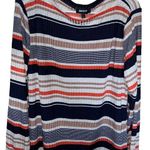 DKNY  Placement Stripe Prink
Ribbed Knit Boat Neck Long
Sleeve Top size xl Photo 0