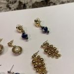 Lot Of 4 Costume Pierced Earrings Dangle Drop Mix Women’s Gold Tone 2 with Blue Photo 2