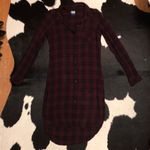 KAVU  Plaid Button-Up Long Dress Long Sleeve Size large Pocket Photo 4