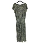 prAna  Cozy Up Skyland Dress Maxi Drop Waist Boat Neck Cargo Palms Olive Green M Photo 3