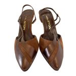Halston Heritage NWOT Halston 1970s Brown Suede Bronze Leather Slingback Heels - Vintage Shoes Photo 2