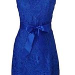Fashionomics  ModCloth NEW Electric Blue Lace Mini Dress with Ribbon Sash Medium Photo 0