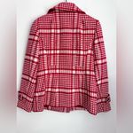 Talbots  red houndstooth Wool blend Plaid Pea Coat double breasted quiet luxury 8 Photo 1