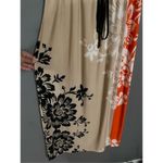 Roz & Ali  Floral Black Orange Deep V Neck Tie Waist Sleeveless Dress Size 12 Photo 4