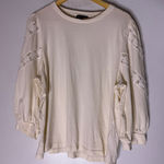 J.Crew  Crochet‎ Trim Puff Sleeve Long Sleeve T-shirt Cream Size XL Photo 0