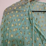 Lilly Pulitzer | Rilla Silk Blend Seafoam Green Gold Dot Tassel Blouse Top, S Photo 5