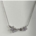 925 Sterling Silver Pavé CZ 2 Mom+ Baby Butterflies Pendant 16" + 2" Necklace Photo 0