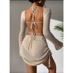 SheIn Swim Backless Drawstring Cover Up With Side Tie,Summer Beach. Photo 1