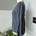 B.L.E.U. Linen Blend‎ Long Sleeved 1/2 Button Striped Shirt size Small Blue Photo 1