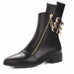 Side Zip Buckle Decoration Short Motorcycle Boots. Black Size 6.5 Photo 7