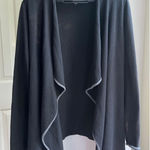 J. McLaughlin Sz L Black Gray Cardigan Sweater Open Cascade Soft Knit Photo 0
