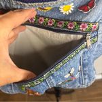 Vintage Denim Shoulder Bag with Floral Embroidery Blue Photo 6
