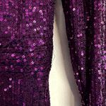 Mac Duggal  Sequin Long Sleeve Faux Wrap Gown in Purple Size US 2 Photo 7
