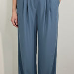 Halara Light Blue Pleated Wide Leg Pants Large High Waist Relaxed Fit Trousers Photo 0
