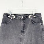 Topshop  Buckle Denim Mini Skirt 10 Grey Photo 2