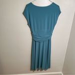 Evan Picone Cap Sleeve Surplice Neck Dress Teal Blue Green Photo 4