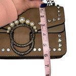 Unbranded Faux Suede Shoulder Bag Rhinestone Pearl Detail Chain Strap Brown Boho Photo 9