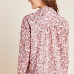 Pilcro Anthropologie Sasha Smocked Boyfriend Blouse Women's XS Pink Boho Hippie Photo 2
